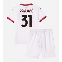 Stroje piłkarskie AC Milan Strahinja Pavlovic #31 Koszulka Wyjazdowej dla dzieci 2024-25 Krótki Rękaw (+ szorty)